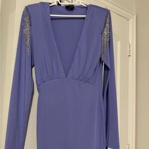bebe Lavender Long Sleeve Dress with Silver Accents